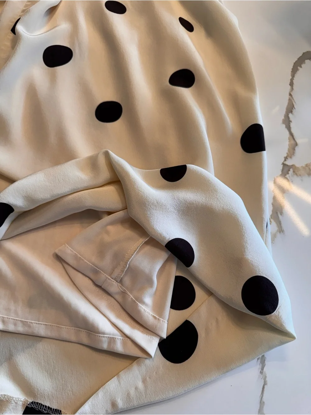 ⚓️ J. Peterman 100% Silk Polka Dot Wide Leg Trousers Ivory Black 14 - Picture 4 of 9